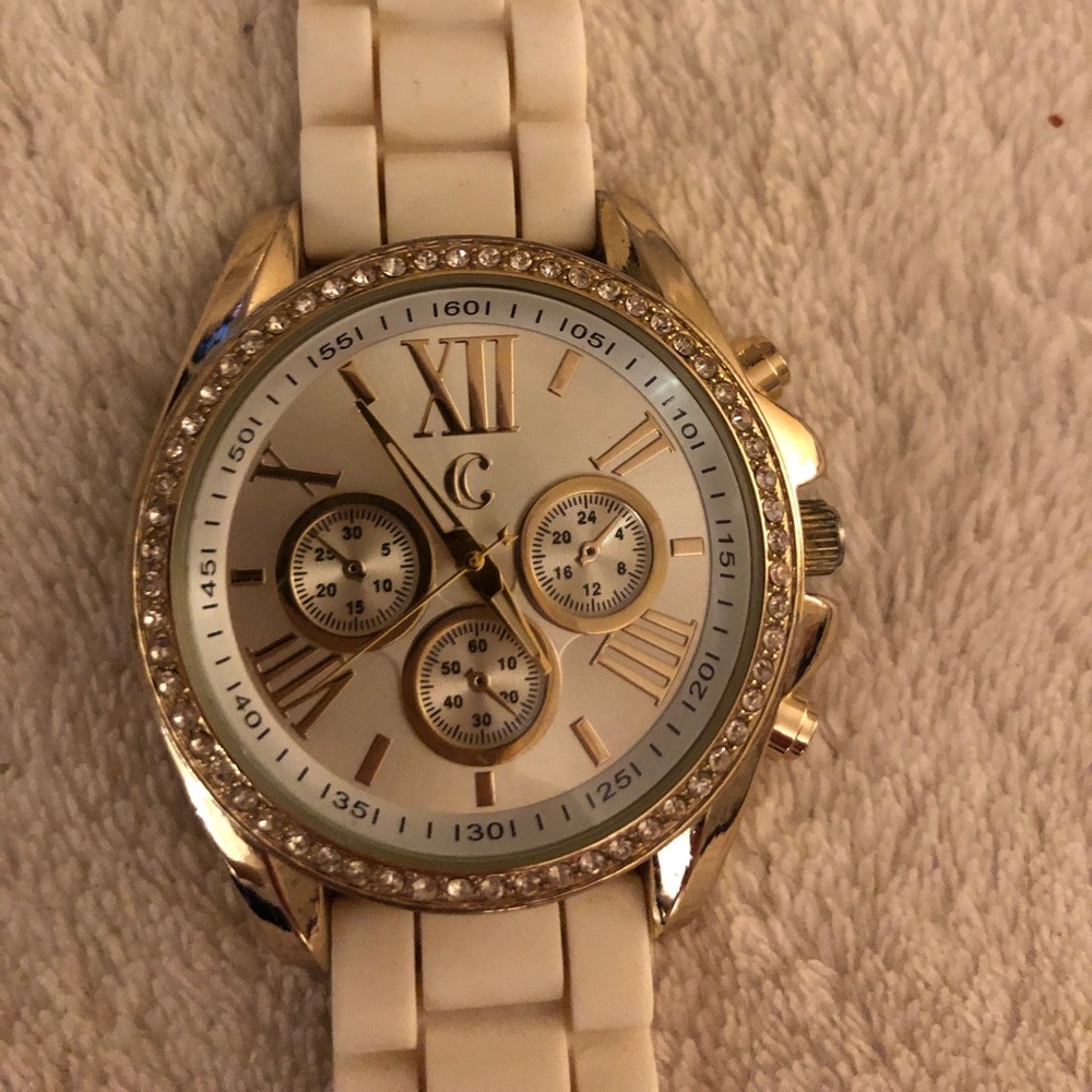 White watch with crystals